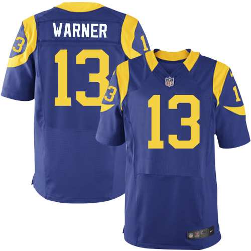 Men's Elite Kurt Warner Nike Jersey Royal Blue Alternate - #13 NFL Los Angeles Rams